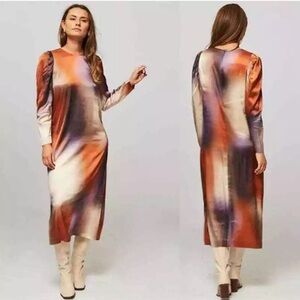 MUNTHE AKEVILLE LONG SLEEVE MIDI DRESS IN RUST Size 34 or US 0
